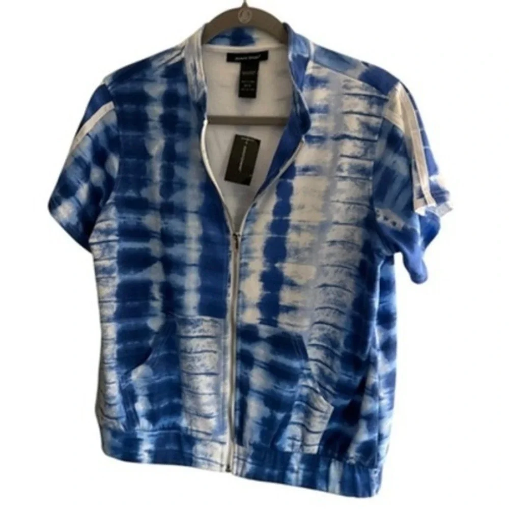 Ashley Sport Women Blue Tie Dye Tracksuit Set Zip‎ Jacket Cropped Joggers 10/12